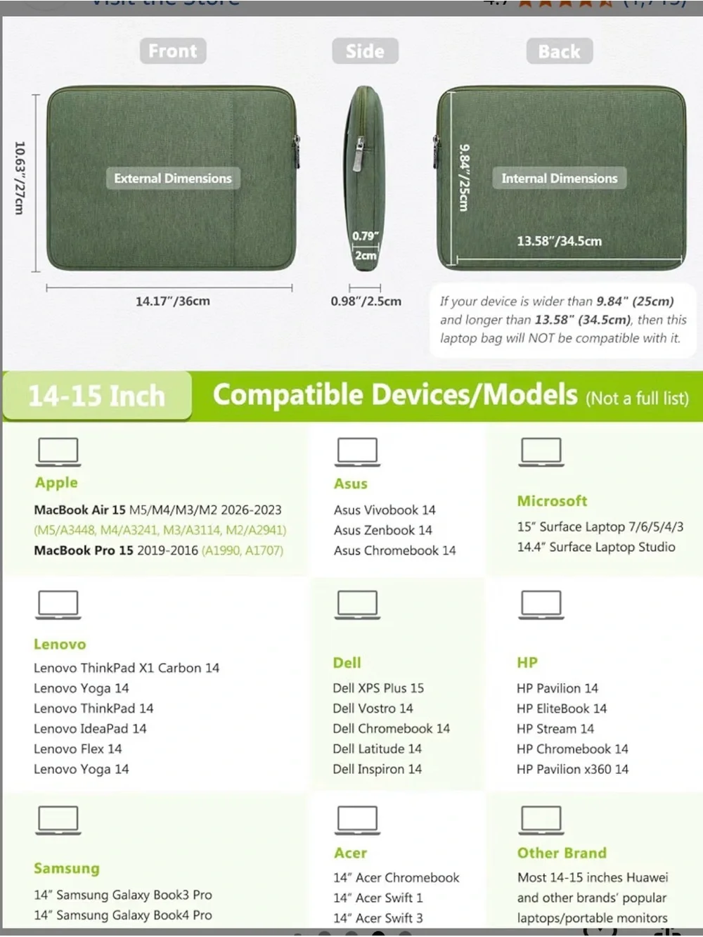 Green 14-15” Laptop case